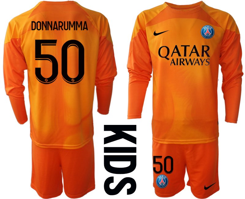 Kinder Paris Saint Germain PSG 2022-23 Torwarttrikot Langarm orange - DONNARUMMA 50