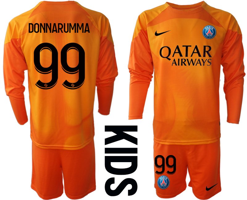 Kinder Paris Saint Germain PSG 2022-23 Torwarttrikot Langarm orange - DONNARUMMA 99