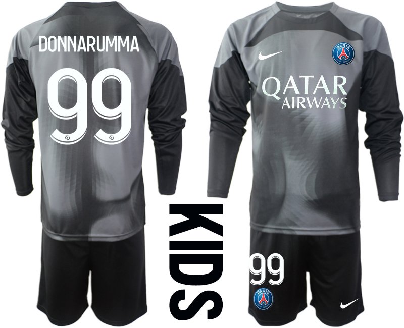 Kinder Paris Saint Germain PSG 2022-23 Torwarttrikot Langarm schwarz grau - DONNARUMMA 99