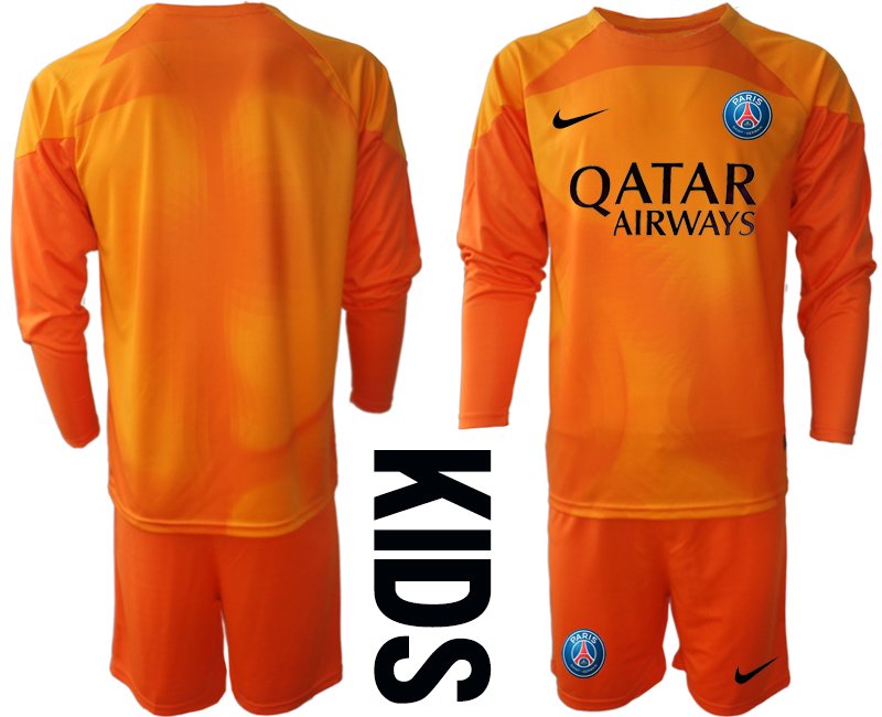 Paris Saint Germain PSG 2022-23 Torwarttrikot Langarm orange - Kinder