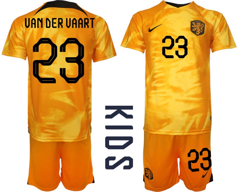 Van der Vaart 23 Niederlande Heimtrikot WM 2022 Fußballtrikot Orange - Kinder