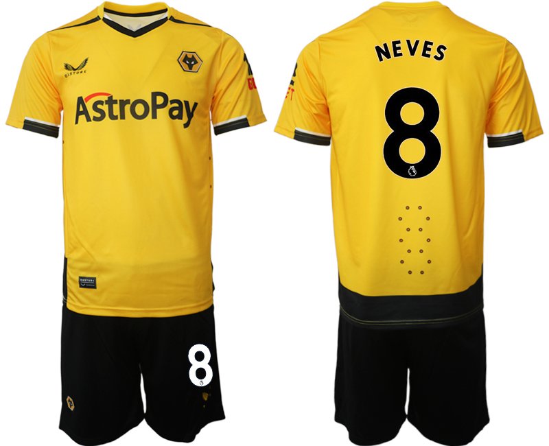 Wolverhampton Wanderers Heimtrikot 2022-23 Herren Kurzarm + Kurze Hosen - NEVES 8