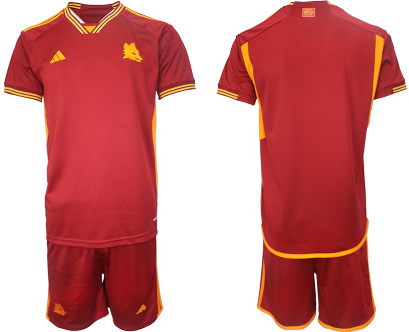 AS Roma Herren Heimtrikot 23/24 Rot Kurzarm + Kurze Hosen