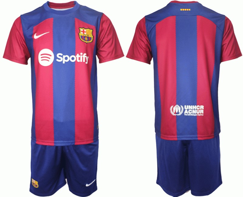 FC Barcelona Heimtrikot 2023-2024 Herren Kurzarm + Kurze Hosen