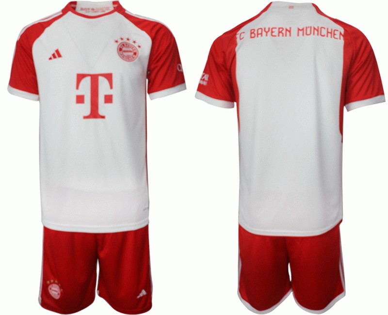 Herren Bayern München 23/24 Heimtrikot rot Trikotsatz Kurzarm + Kurze Hosen