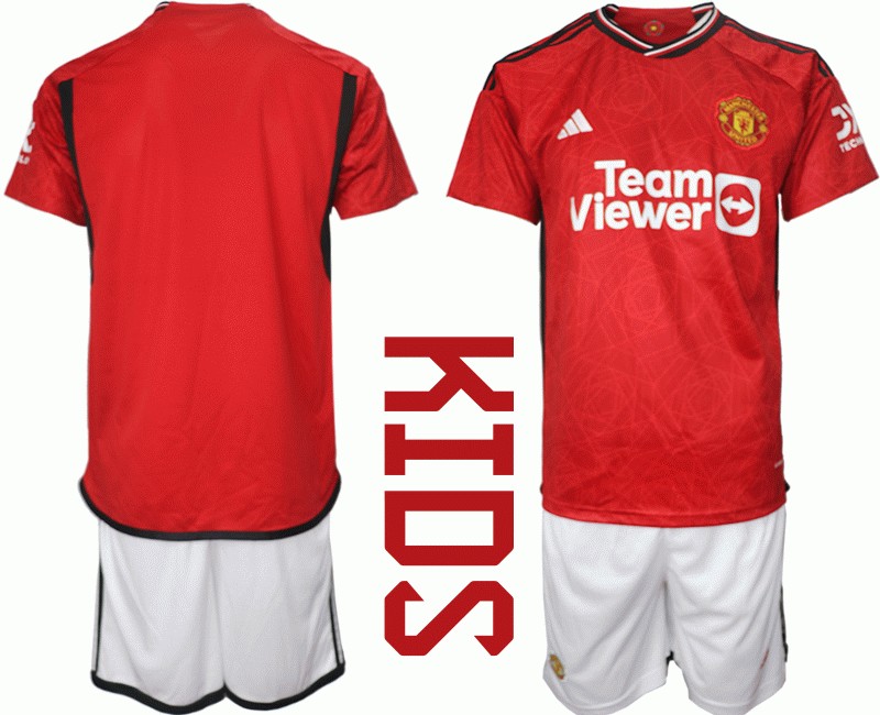 Manchester United Heimtrikot 23/24 Trikotsatz Kurzarm + Kurze Hosen Kinder