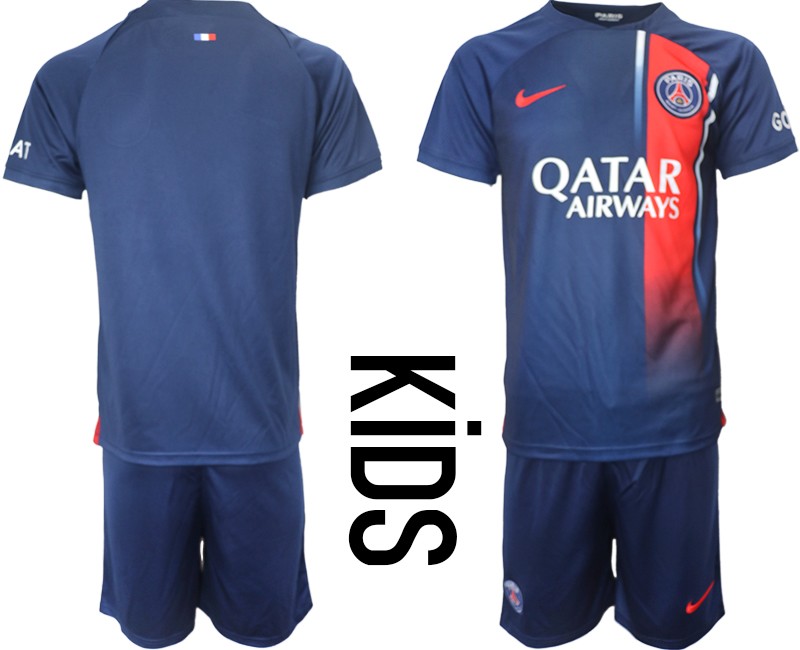 Paris Saint Germain Kinder Heimtrikot 23/24 Trikotsatz Kurzarm + Kurze Hosen