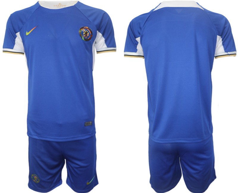 Herren Chelsea Heimtrikot 23/24 Blau Kurzarm + Kurze Hosen