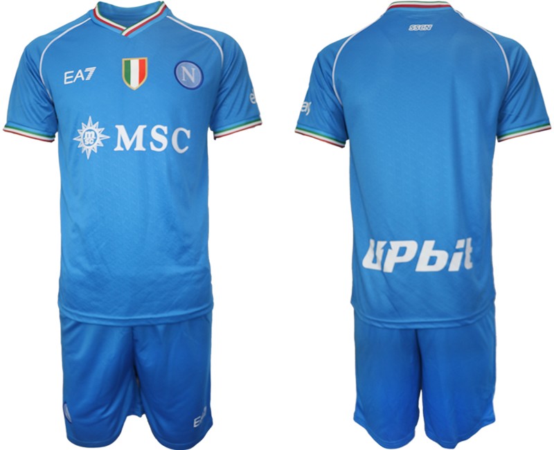 SSC Napoli Herren Heimtrikot 2023/24 Blau Kurzarm + Kurze Hosen