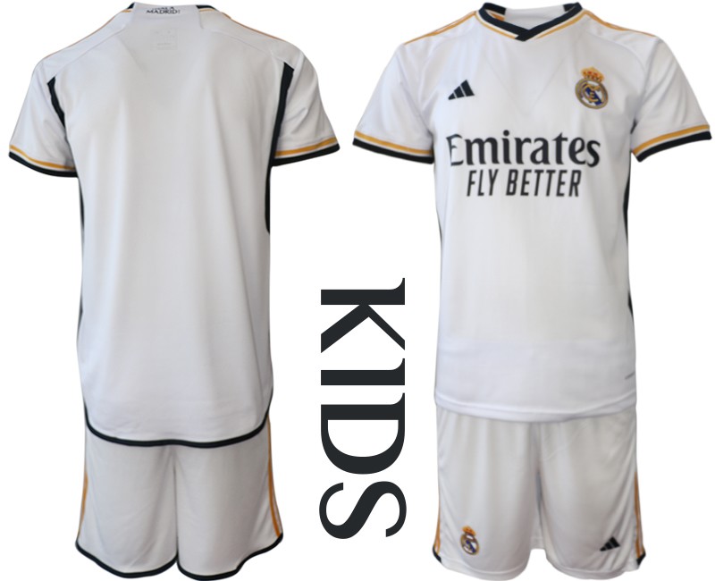 Real Madrid Heimtrikot 2023/24 Kinder Kurzarm + Kurze Hosen